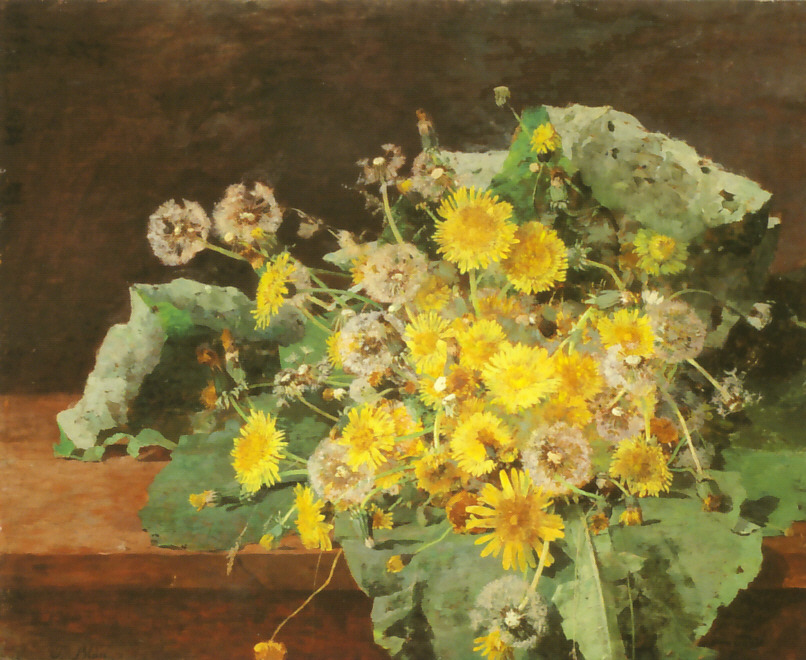 poboh:  Blossoming Dandelions, Tina Blau. Austrin (1845 - 1916) 