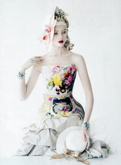 voguelovesme:  Frida Gustavsson by Tim Walker for Vogue US January 2012