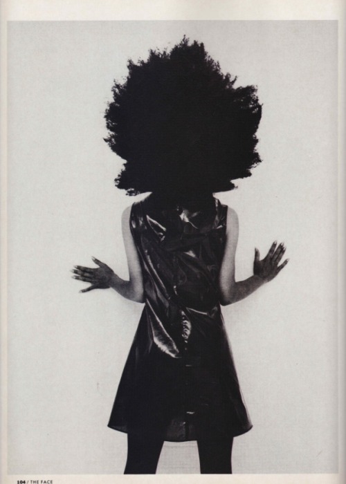  Kinky Afro, photographed by Juergen Teller and styled by Judy Blame, December 1990. also Helmut Lan