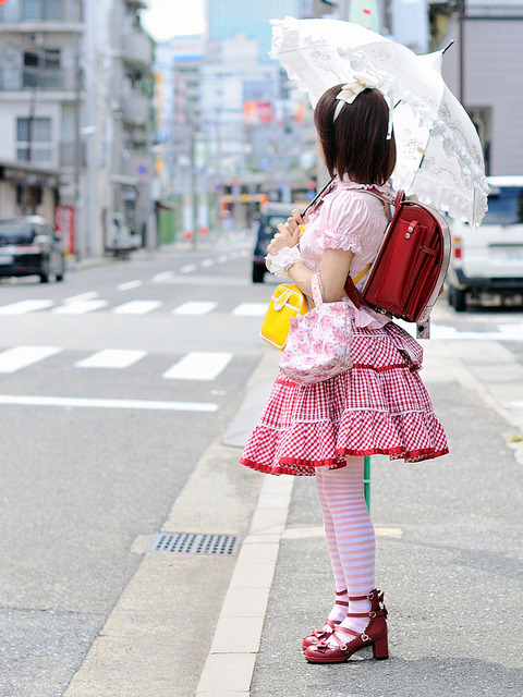 atchocochocopretty: Pink Sweet Lolita with randoseru 