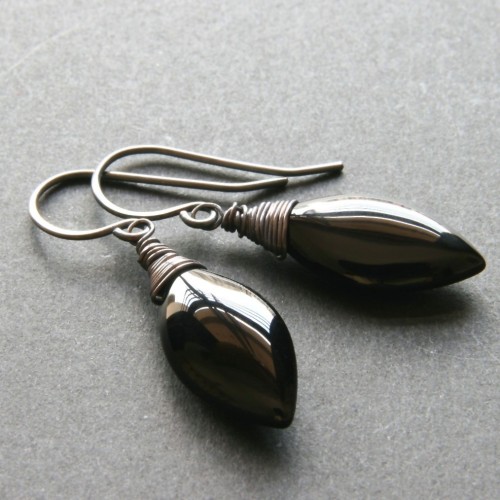 onyx marquise earrings