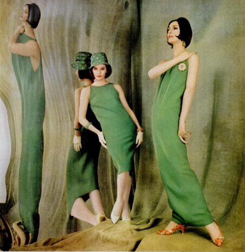 theswingingsixties:  Evening wear made with elastic fabrick, Life magazine, 1961. 