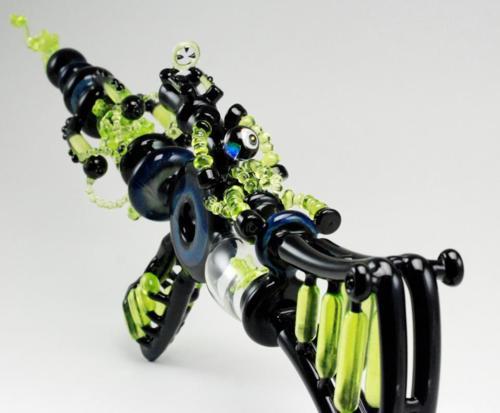 awesomepipes:  Neon Green Ray Gun Rifle Bong 