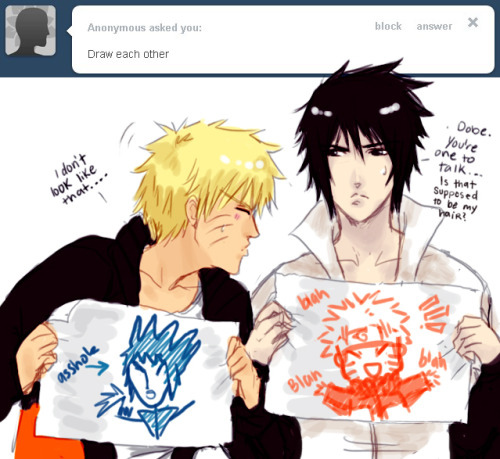 asksasunaru:  ((my brother drew naruto’s sasuke pffhhffftht)) 