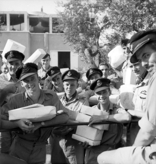 Pilots of the RAAF celebrate ‘43 Christmas in Bari, Italy.