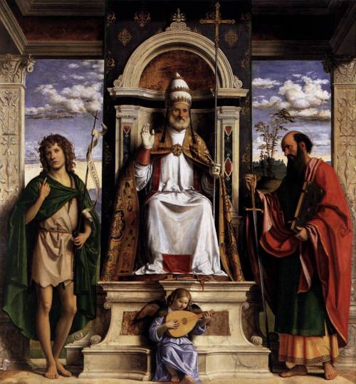 Saint Peter with Saints John the Baptist and Paul, by Cima da Conegliano, Pinacoteca di Brera, Milan