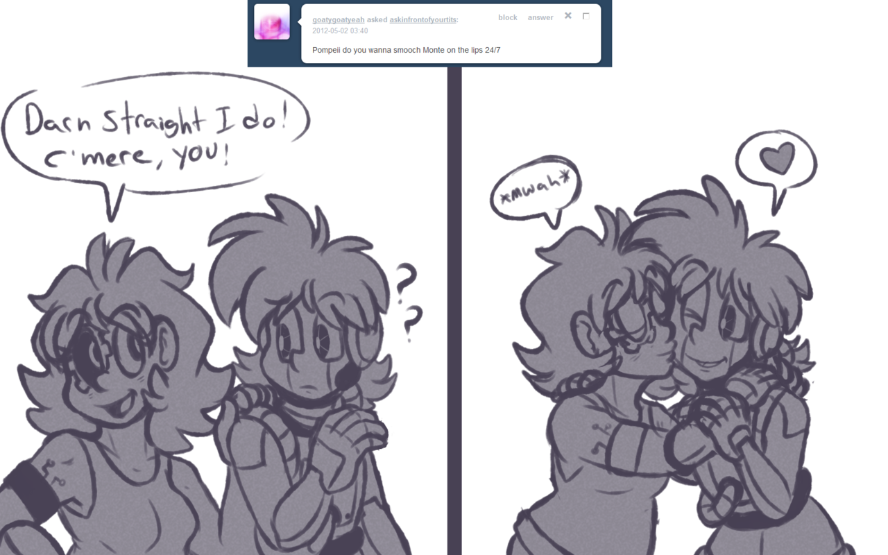 askinfrontofyourtits:  smooooch ・∀・ 