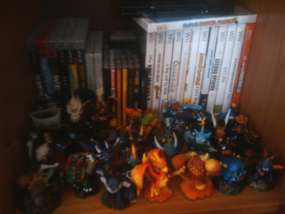 Skylanders have taken up most of the top shelf of the cabinet-thing I keep video