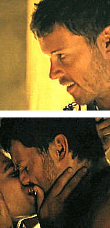 dangfury:  Ah yes, this scene again. Surprised? xD Agron’s hand coming up a moment then going right back down; he doesn’t know what to do with himself. xD Nasir’s hand sliding down Agron’s face to rest on his chest The lip-bite for sure!! and