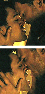 dangfury:  Ah yes, this scene again. Surprised? xD Agron’s hand coming up a moment then going right back down; he doesn’t know what to do with himself. xD Nasir’s hand sliding down Agron’s face to rest on his chest The lip-bite for sure!! and