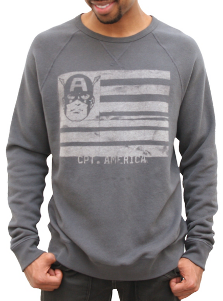 fashiontipsfromcomicstrips:  One of the few perks of this dreary, rainy weather in New England is that we can still cozy up in layers and lightweight sweatshirts, such as these superheroic tops from Junk Food Clothing. Batman Vintage Crew Neck Sweatshirt,