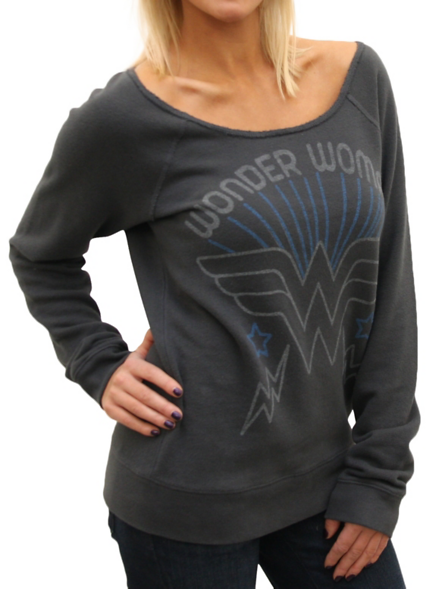 fashiontipsfromcomicstrips:  One of the few perks of this dreary, rainy weather in New England is that we can still cozy up in layers and lightweight sweatshirts, such as these superheroic tops from Junk Food Clothing. Batman Vintage Crew Neck Sweatshirt,