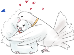 lexlee20:  Anonymous art fill from hatofulkink; the prompt was “birdie!Yuuya/birdie!Sakuya: snuggling”. 