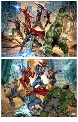 albinodragon:  lljksilk:  If the male characters from the Avengers posed like the female character…  Mother of lols… 