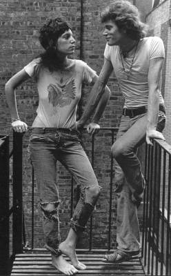 ellasubella:  Patti Smith with photographer Robert Mapplethorpe at Hotel Chelsea, New York. The legendary punk poet and musician lived at the hotel with her best friend and sometime lover Mapplethorpe in the early 70s. 