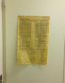 jakeralphio:  there’s a teacher at my school who has a copy of the Declaration of Independence taped to his door. Seeing as it was my last day, I decided to steal it and replace it with a photo of Nick. 