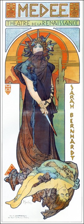vitazur:  Alphonse Mucha 1898 - Sarah Bernhardt - Médée - Théâtre de la Renaissance 