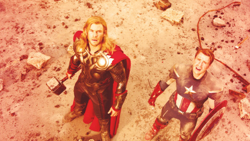 saved-by-avengers:  Thor and Captain America. 