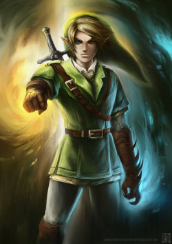 uniquelegend:  Link dealing with self-corruption.Personal poster work.  Painter XI/Wacom tablet (one layer painting).
