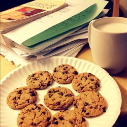 Well deserved milk and cookies after a long day of work and the last class of the semester! Finals here I come! (Taken with instagram)