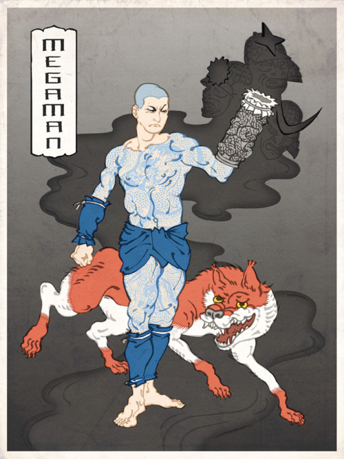 ianbrooks:  Japanese Woodblock Gaming Art by Jed Henry Jed’s Nintendo Samurai series