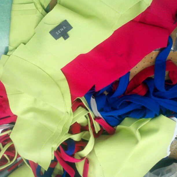 Vibrant @SenaNYC dresses in production! #FreshFromTheFactory #MadeInNYC #SaveTheGarmentDistrict (Taken with instagram)