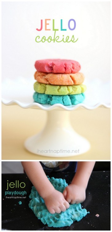 rainbowsandunicornscrafts:DIY Easy Jello Cookie and Jello Playdough Recipe. Recipe and how-to from I