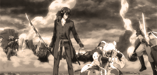 Takasugi: Hey. Need a hand there, Gintoki? Gintoki: Shut up! Who needs a hand from