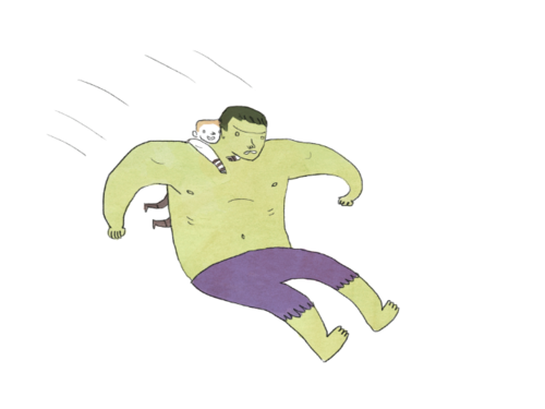 Hawkeye hitches a ride on all the other Avengers