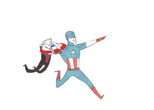 Hawkeye hitches a ride on all the other Avengers