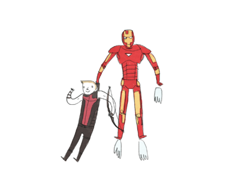 Hawkeye hitches a ride on all the other Avengers