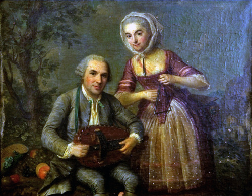 Adrien Jean POUGIN 1760- Couple of Musicians        Making sweet 