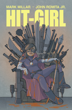 philnoto:  HIT-GIRL - The variant cover for the first issue of Hit-Girl from Mark Millar and John Romita Jr. This was one of those assignments where I would have paid THEM to work on it. Inspired by Game of Thrones, an early sketch had an impaled Joffrey-