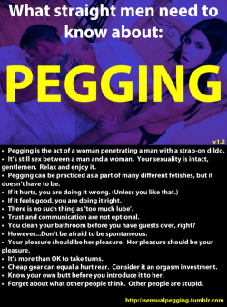 sexbunnytreats:  kinkbunny:  strapon4u:  Exactly what is pegging?  Yeah, I won’t complain too much if it hurts…  And I won’t laugh at your complaints that much. 