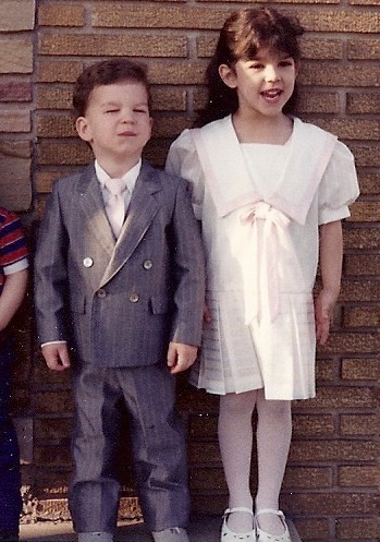 Me and my cousin, Easter Sunday, several years ago. Think I should have gone with peak lapels on this DB tho.