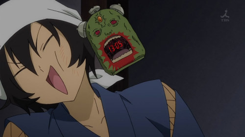 animetokei:1:05pm - Sankarea (clock thrown by Ranko in Chihiro’s room)[submitted by lvlln]