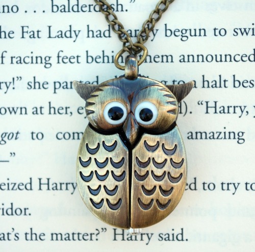 the-absolute-funniest-posts:  This adorable owl necklace opens to reveal the time. Order now and use coupon code ‘1000NOTES’ to get an extra 10% off your entire order! Buy one now!