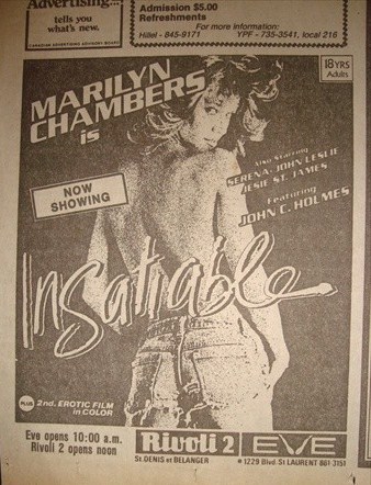 Porn Pics Insatiable (1980), newspaper ad