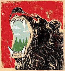 newmanology:  Illustration by Edel Rodriguez for story in Outside magazine about bear attacks Source: Edel Rodriguez 