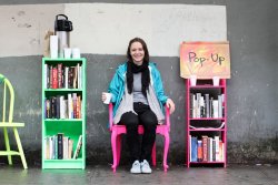 humansofnewyork:  Unemployed librarian employs herself by collecting donated books and setting up make-shift libraries around Brooklyn. Proving that you may need a company to provide you a job, but being unemployed is a personal decision. 