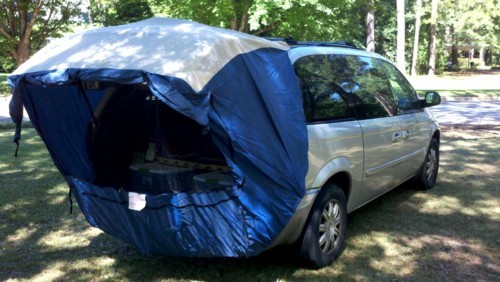 minivan with table