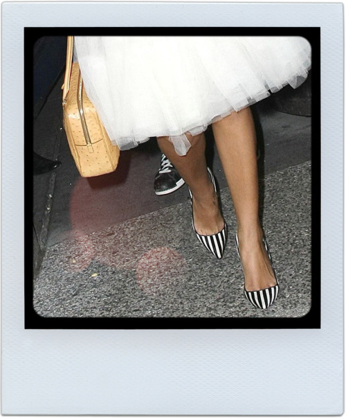 walk-in-louboutin:Rihanna’s Loubies with black &amp; white stripes