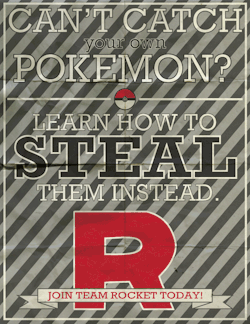 thisisblasphemous:  Here are all the Recruitment Posters for all the Pokemon Organizations. 