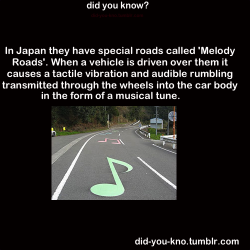 did-you-kno:  Musical roads are also known to exist in: Denmark, South Korea, and the United States of America. Source 1, 2 