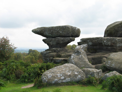    The Brimham Rocks of North Yorkshire, England. These balancing rock formations were cr