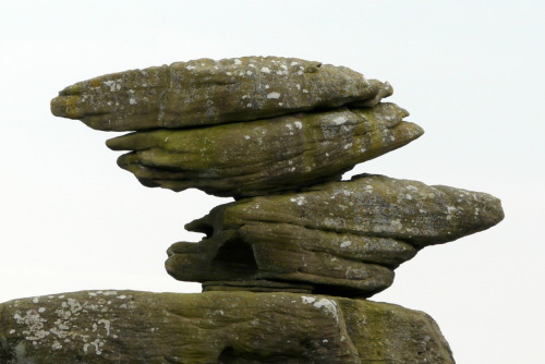     The Brimham Rocks of North Yorkshire, England. These balancing rock formations were created by g