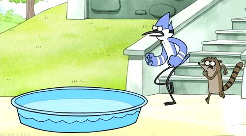 adriofthedead:  I can’t tell what’s funnier about this gif: Mordecai’s face as he’s falling, or Rigby’s really forced running animation 