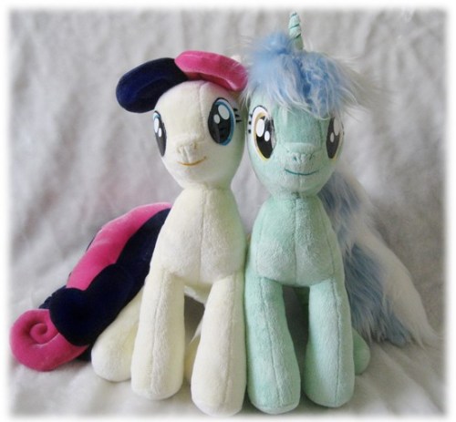 euphoriapony:  plushmakingismagic:  Lyra and Bon Bon plushies. Selling together here   the feels 