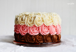 flowersandcake:  Neopolitan Rose Cake! How