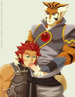 Â  yaoi4nerds:  Tygra x Lion-O from Thundercats drawn by jaytee  Â 